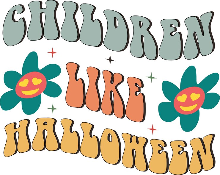 Хэллоуин в стиле ретро SVG Groovy style, винтажный заводной, типографский дизайн футболки Premium векторы