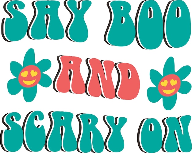 Хэллоуин в стиле ретро svg groovy style, винтажный заводной, типографский дизайн футболки premium векторы