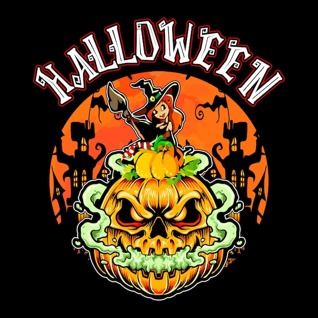 Vector halloween retro vintage t-shirt afdruksjabloon sjabloon.