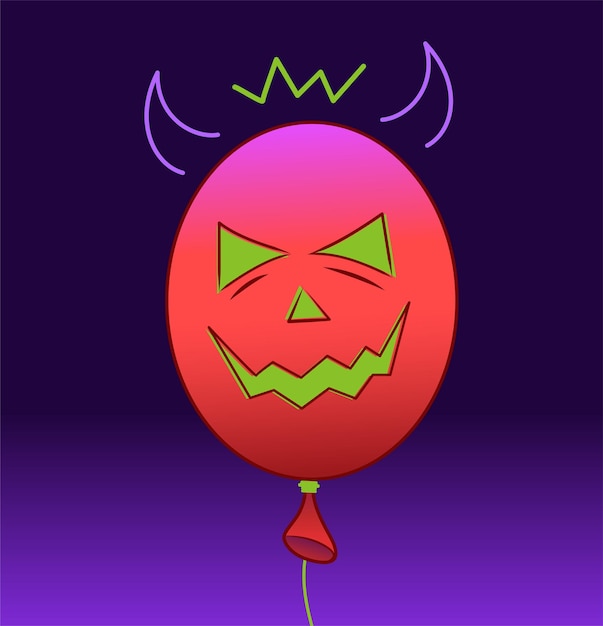 Halloween rode ballon met een sinistere glimlach Halloween vectorillustratie