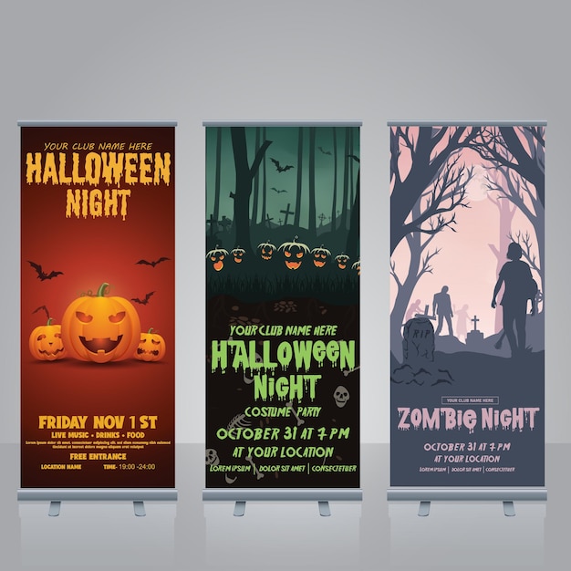 Halloween roll up banner template