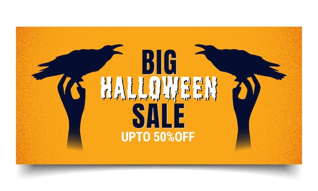 Halloween's sale banner or poster design template. Illustration of a Halloween background.