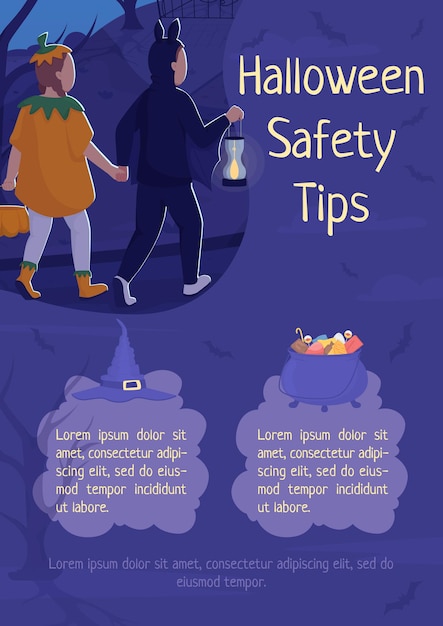 Halloween safety tips flat vector banner template