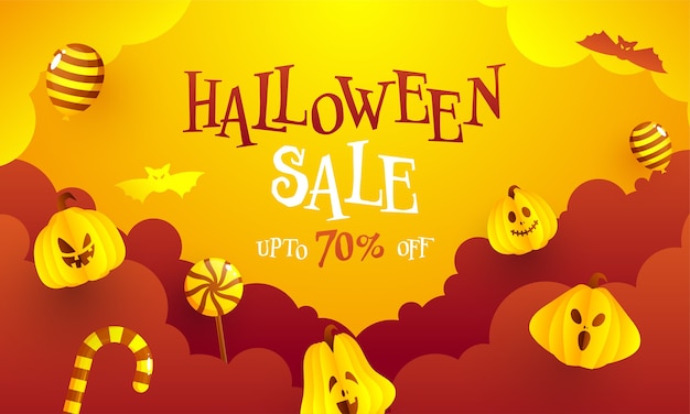 Halloween Sale Banner Design with 70% Discount Offer