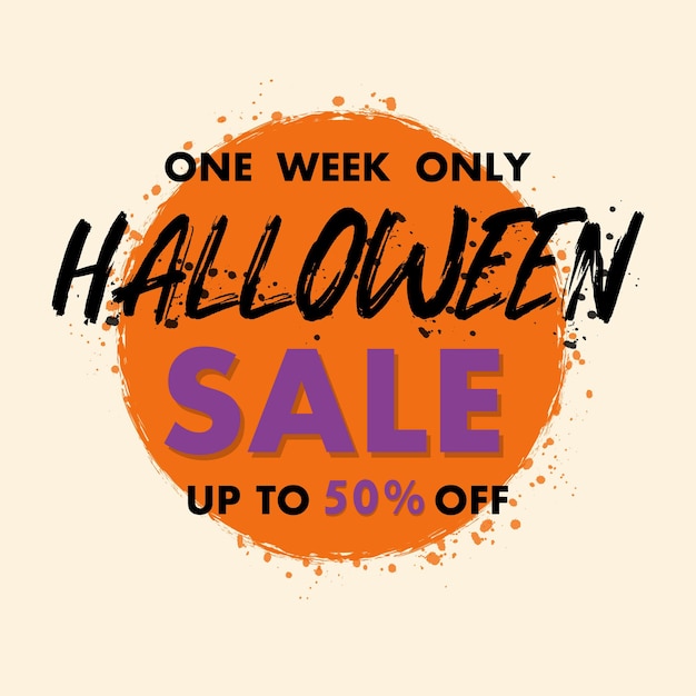 Banner di vendita di halloween testo di sconto festivo spazzola di grunge vettoriale segno di prezzo di offerta speciale