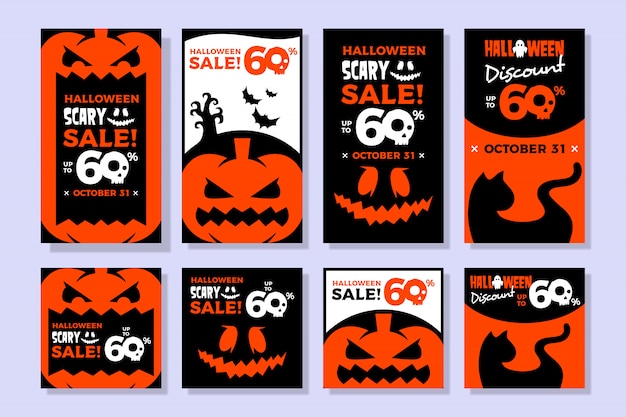 Halloween sale banner for instagram story and feed template