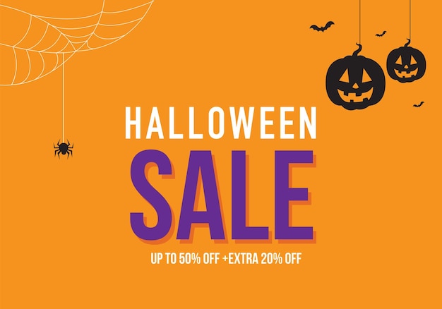 Halloween sale banner vector illustration