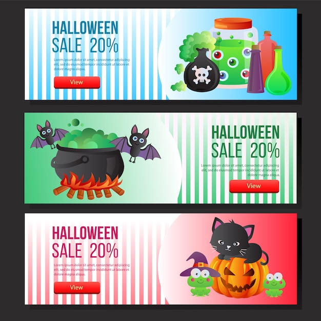 Halloween sale banner web set magic potion