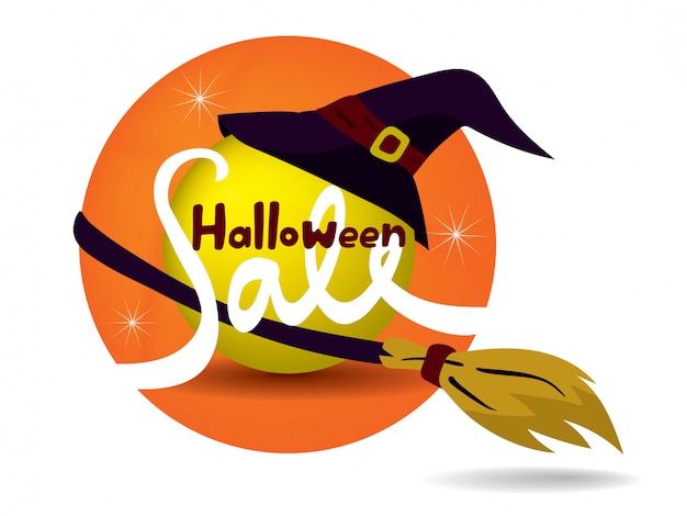 Vector halloween sale banner in witch concept