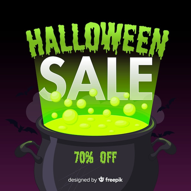 Vector halloween sale composition with flat design