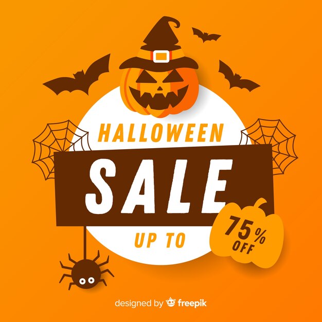 Halloween sale composition with flat design