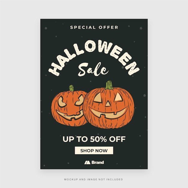 Halloween Sale Discount Party Flyer Template in Vector