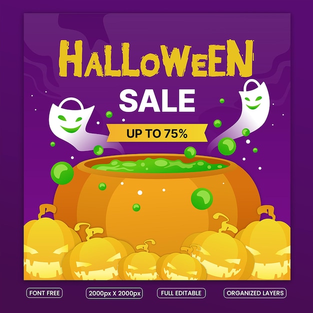 Vector halloween sale instagram post