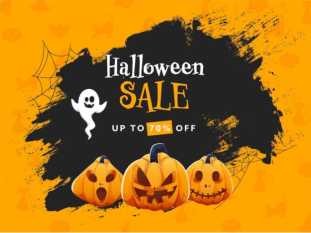 Halloween Sale Poster Design with 70% Discount Offer,