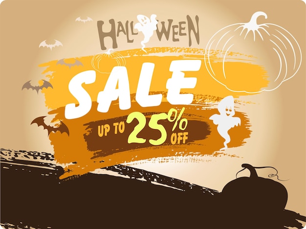 Halloween sale promotion poster template halloween sale concept banners 25 percent off, promotions