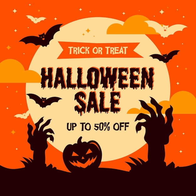 Halloween sale social media instagram post square background