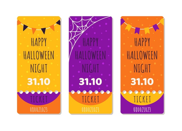 Шаблоны продажи хэллоуин векторная иллюстрация концерт или праздничные билеты на день хэллоуина