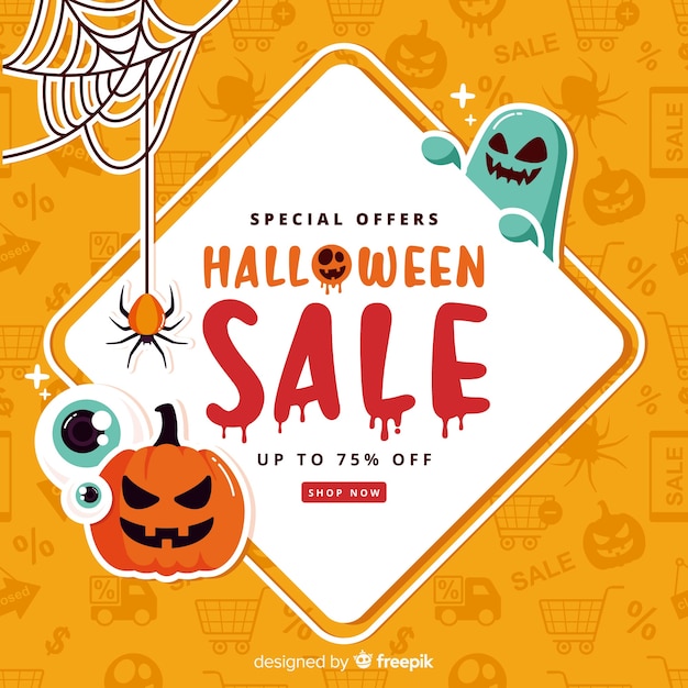 Halloween sales background in flat style