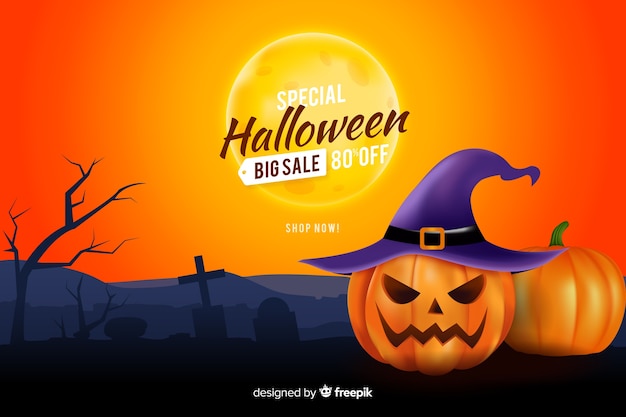 Halloween sales background realistic style