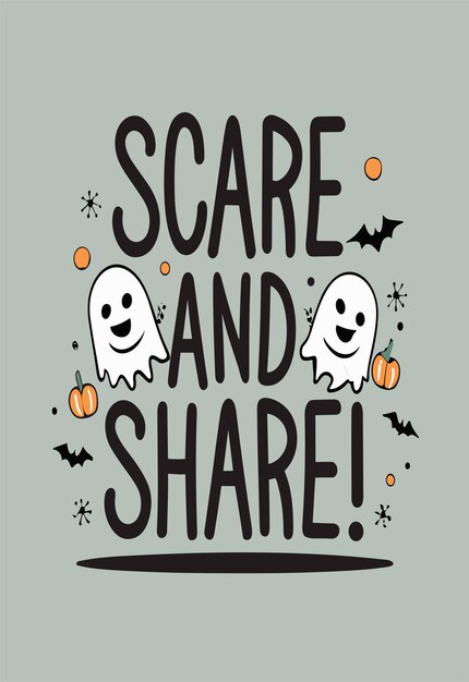 Halloween Scare and Share Clipart 2D vector Design