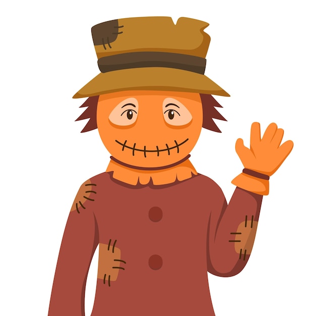 Halloween Scarecrow Costume Design Flat Illustration