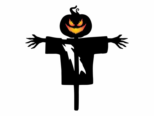 Vector halloween scarecrow silhouette illustration