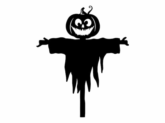 Halloween Scarecrow with Silhouette Illustration