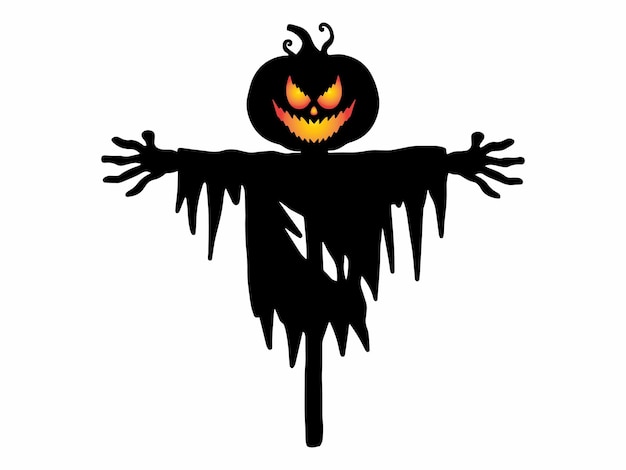 Halloween Scarecrow with Silhouette Illustration