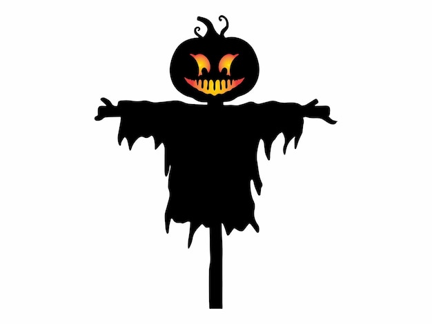 Halloween Scarecrow with Silhouette Illustration