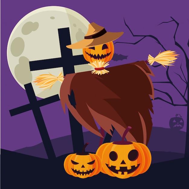 Halloween scarecrown cartoon