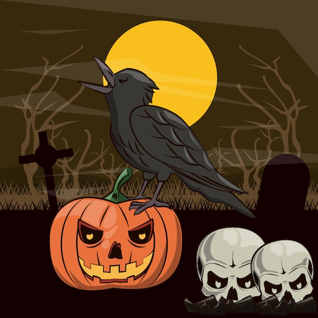 Vector halloween scary cartoons