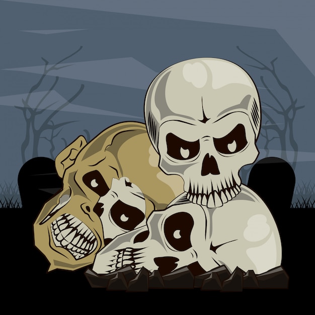 Vector halloween scary cartoons