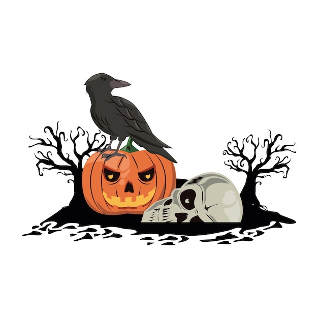 Vector halloween scary cartoons