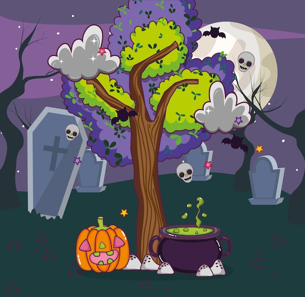 Cartoni animati spaventosi di halloween