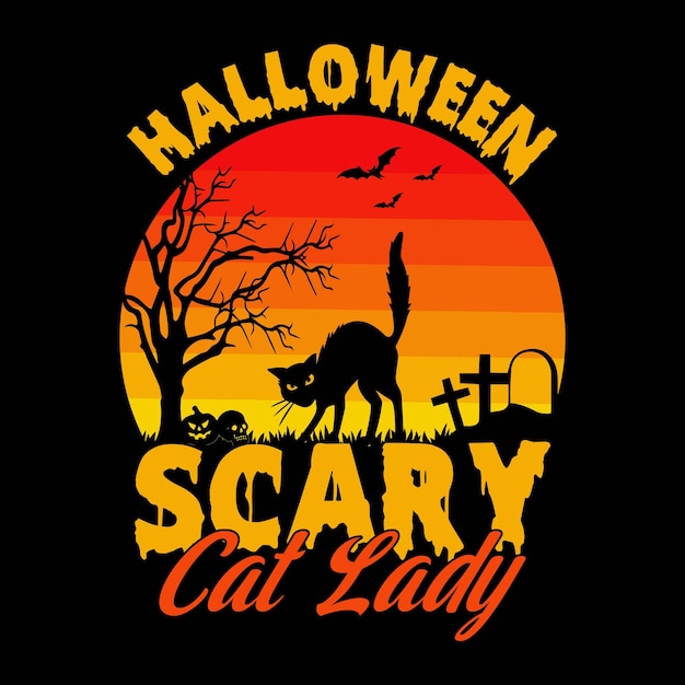 Halloween Scary Cat lady Halloween citaten t shirt ontwerp vectorafbeelding