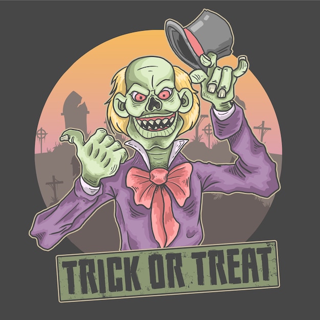 Halloween scary clown illustration