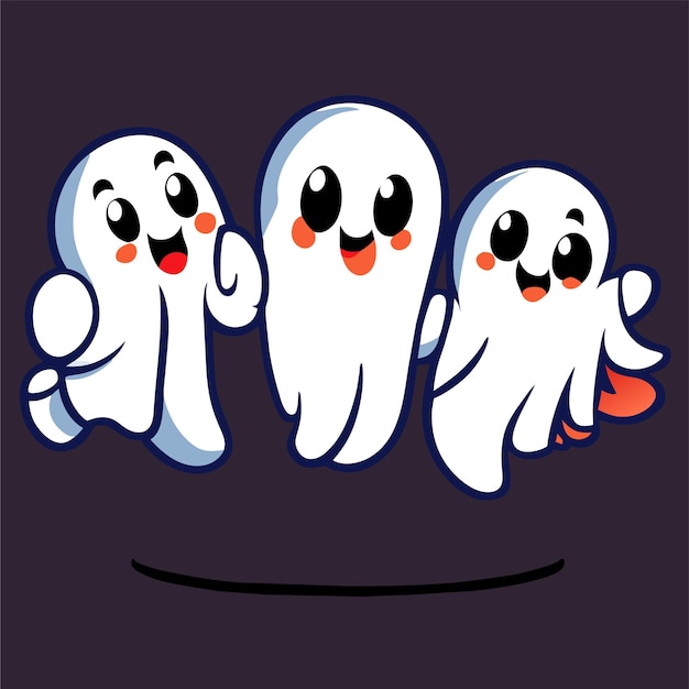 Halloween scary ghosts spooky hand drawn flat stylish cartoon sticker icon concept isolated