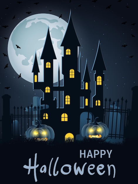 Halloween scary night flyer vector design template