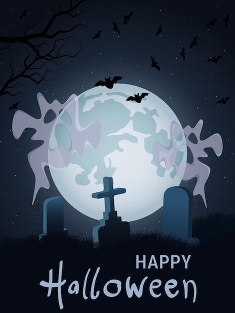 Halloween scary night flyer vector design template