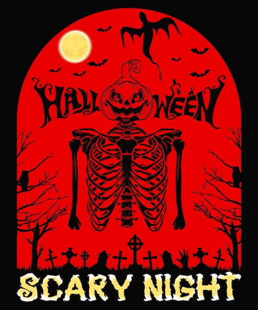 ハロウィン怖い夜ハロウィンTシャツのデザイン