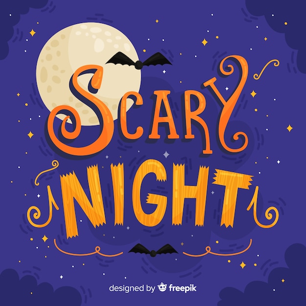 Halloween scary night lettering background