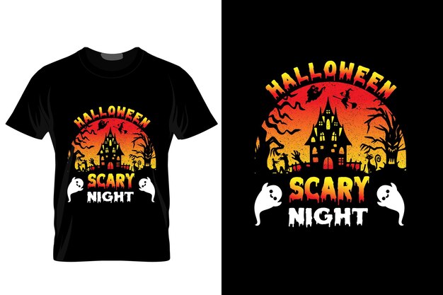 Vector halloween scary night t shirt