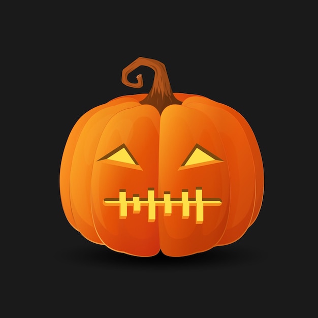 Vector halloween scary orange pumpkin holiday cartoon concept