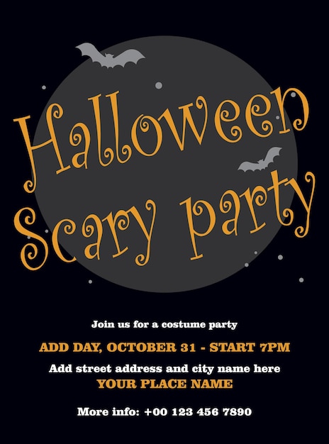 Halloween scary party poster flyer or socal media post design