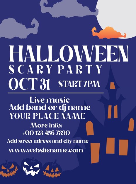 Vector halloween scary party poster flyer or social media post design