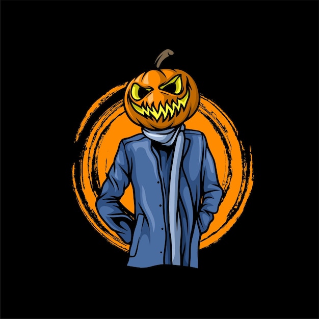 Illustrazione spaventosa di progettazione della zucca di halloween