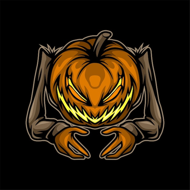 Illustrazione spaventosa di progettazione della zucca di halloween