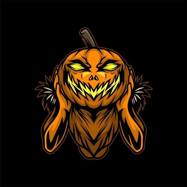 Хэллоуин страшная иллюстрация дизайна тыквы