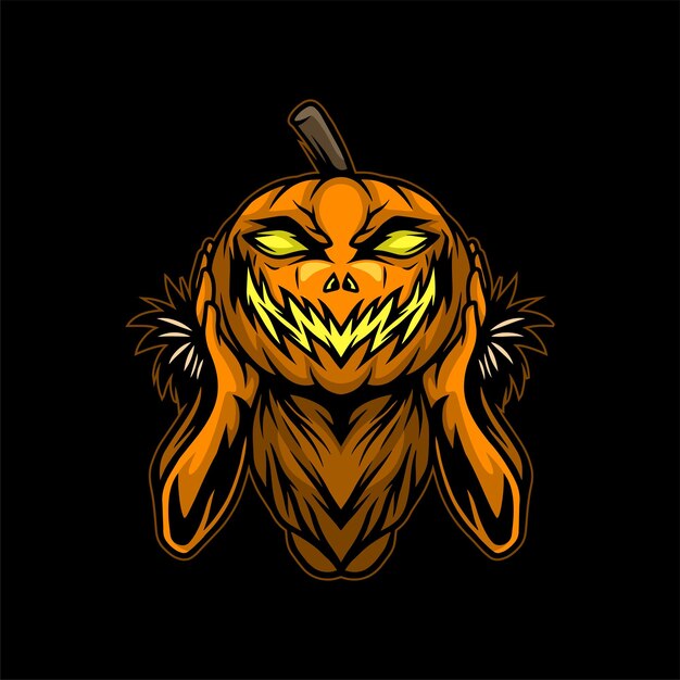 ハロウィーンの怖いカボチャのデザインイラスト