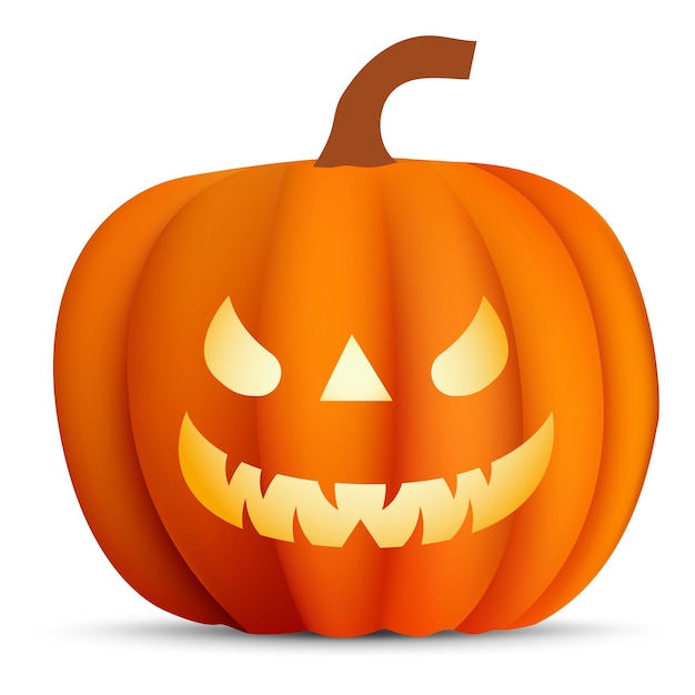 Halloween scary pumpkin white background vector